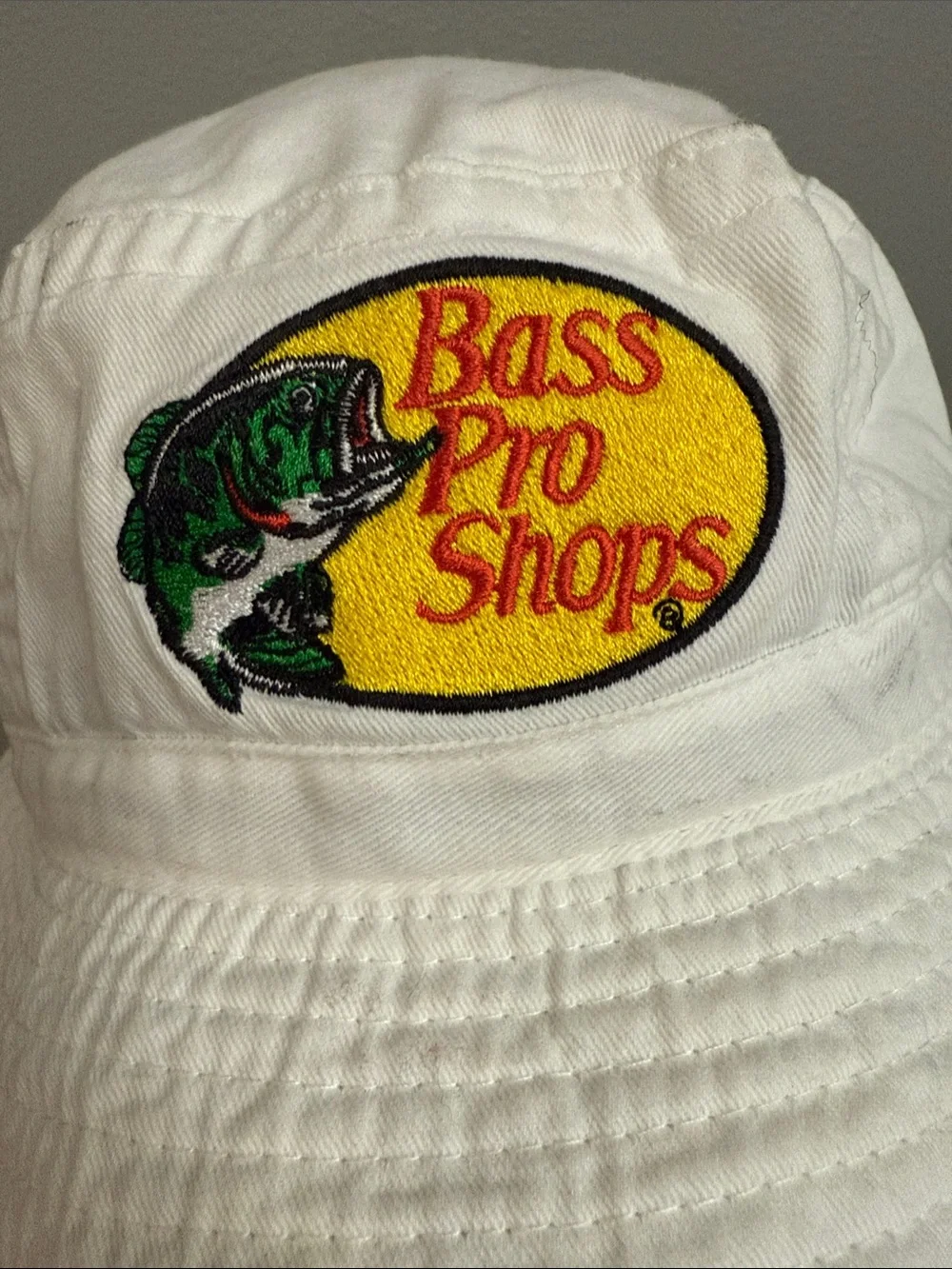 Bass Pro Shops White Kids Bucket Hat with Embroidered Logo